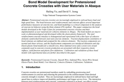 Bond Model Development for Pretensioned Concrete Crossties with User Materials in Abaqus
