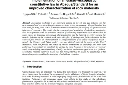 Implementation of an elasto-viscoplastic constitutive law in Abaqus/Standard for an improved characterization of rock materials