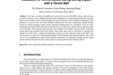 Evaluation of Tennis Racket Swing during Impact with a Tennis Ball