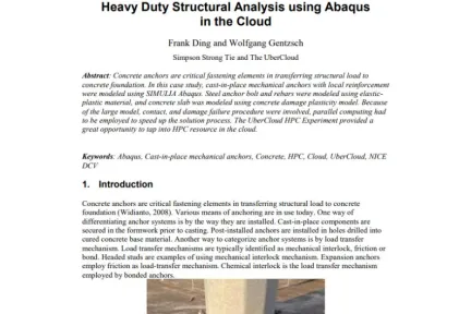 Heavy Duty Structural Analysis using Abaqus in the Cloud