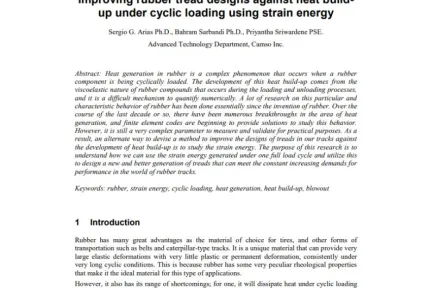 Improving rubber tread designs against heat buildup under cyclic loading using strain energy
