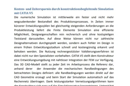 Kosten- und Zeitersparnis durch konstruktionsbegleitende Simulation mit CATIA V5