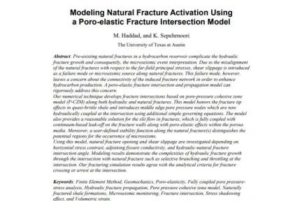 Modeling Natural Fracture Activation Using a Poro-elastic Fracture Intersection Model
