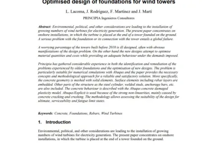 Optimised design of foundations for wind towers