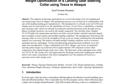 Weight Optimization of a Landing Gear Steering Collar using Tosca in Abaqus