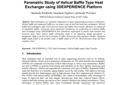 Parametric Study of Helical Baffle Type Heat Exchanger using 3DEXPERIENCE Platform