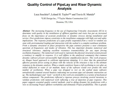 Quality Control of PipeLay and Riser Dynamic Analysis