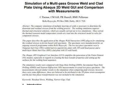 Simulation of a Multi-pass Groove Weld and Clad Plate Using Abaqus 2D Weld GUI and Comparison with Measurements