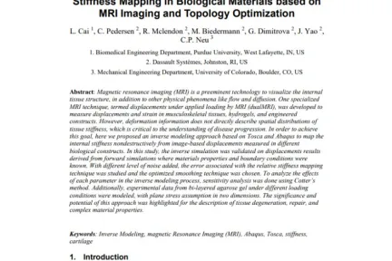 Stiffness Mapping in Biological Materials based on MRI Imaging and Topology Optimization
