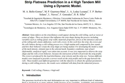 Strip Flatness Prediction in a 4 High Tandem Mill Using a Dynamic Model.