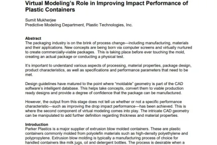 Virtual Modeling’s Role in Improving Impact Performance of Plastic Containers