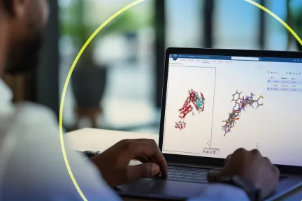 BIOVIA homepage banner rotating molecule > Dassault Systemes