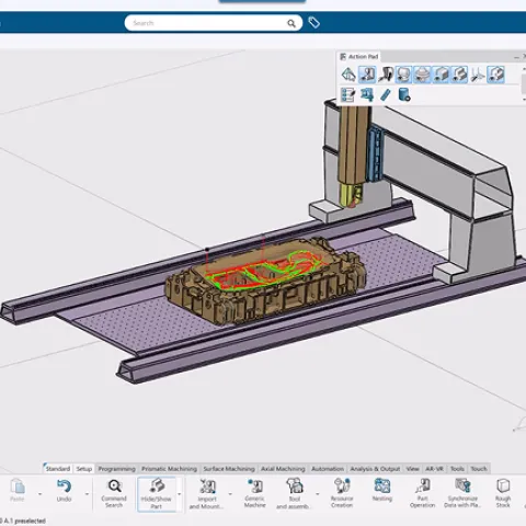 DELMIA Milling interface showing CNC machine simulation tools on the 3DEXPERIENCE platform.