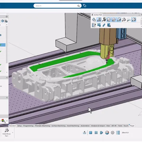 DELMIA Milling interface showing CNC machine simulation tools on the 3DEXPERIENCE platform.