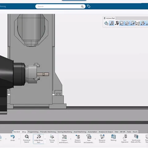 DELMIA Turning interface showing advanced NC programming and simulation tools on the 3DEXPERIENCE platform.