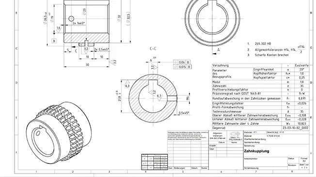 mechanical drawing with dimension