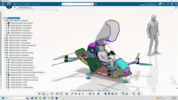 IGeTECH Hummingbird autonomous eVTOL air taxi designed with CATIA on the 3DEXPERIENCE platform by Dassault Systèmes.