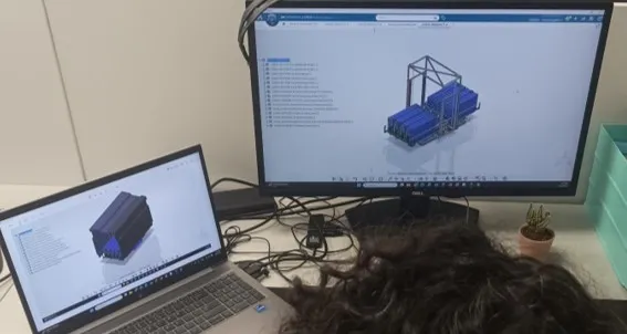 Engineer designing IGeTECH Hummingbird eVTOL air taxi using CATIA on the 3DEXPERIENCE platform.
