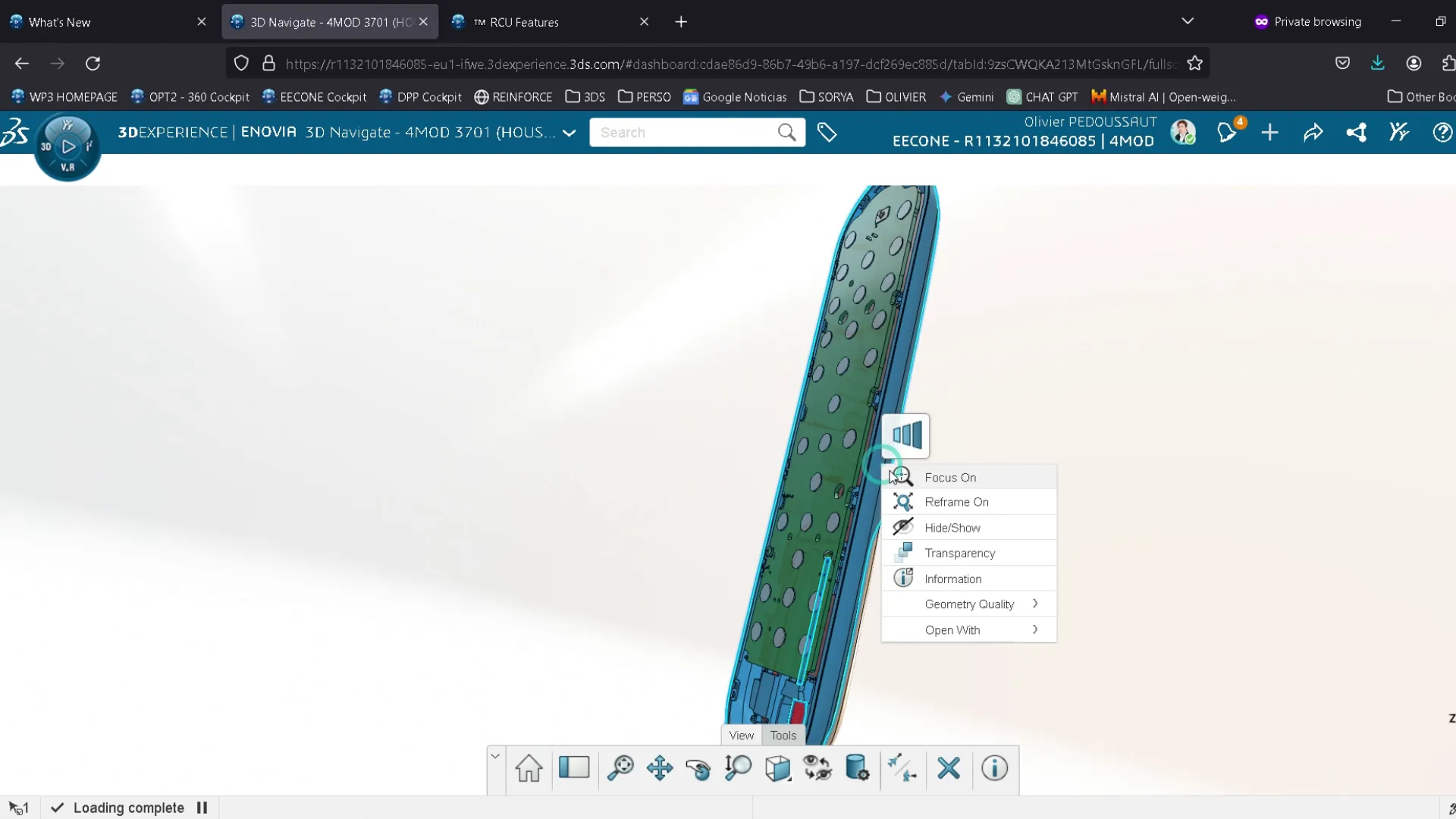 Design phase of the remote control in the 3DEXPERIENCE platform