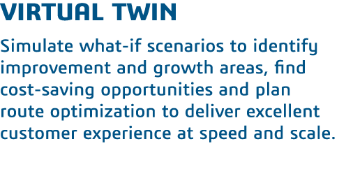virtual twin Simulate what-if scenarios to identify improvement and growth areas, find cost-saving opportunities and    