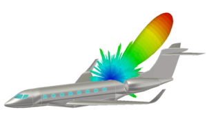 Asymptotic Solver simulation of an antenna installed on an aircraft