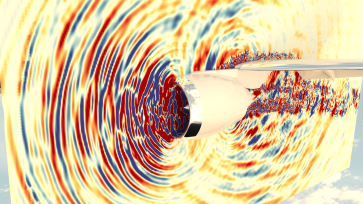 Visualization of noise created by an aircraft engine