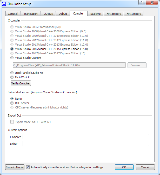 C Compiler Dymola Dassault Systemes